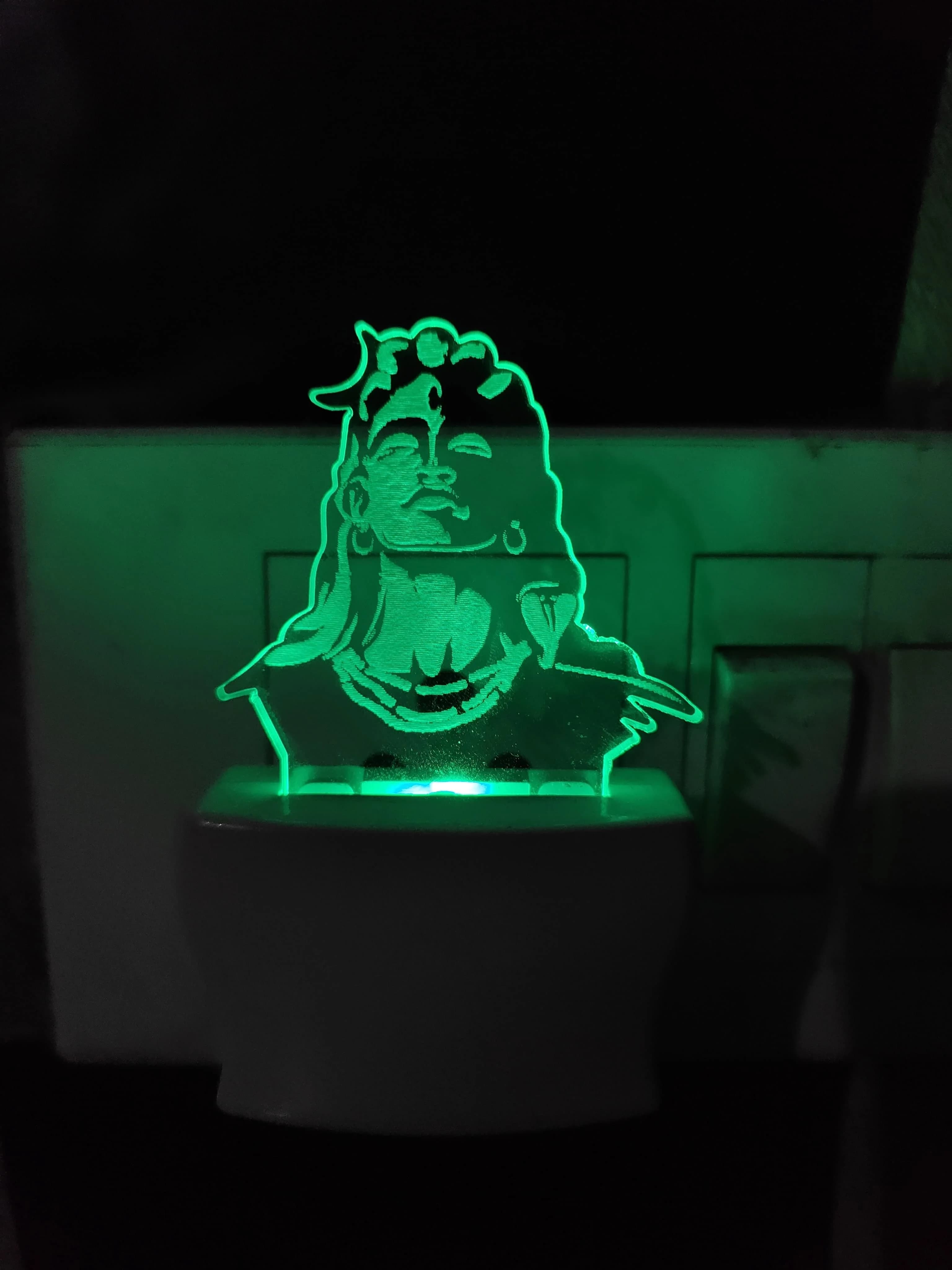 Giftkidukan 3D Illusion Lord Shiva Plug Night Lamp with 7 Color Changing Light Night Lamp (11 cm, Multicolor)