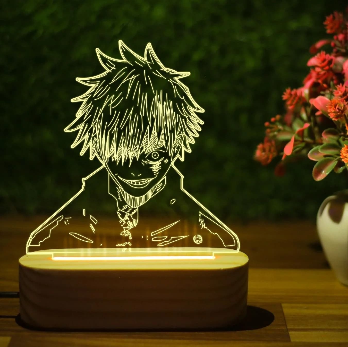 Giftkidukan Anime Saturo-Gojo Table Lamp 3D Illusion Night Lamp Home Room Decor Table Lamp (16 cm, yellow warm white)