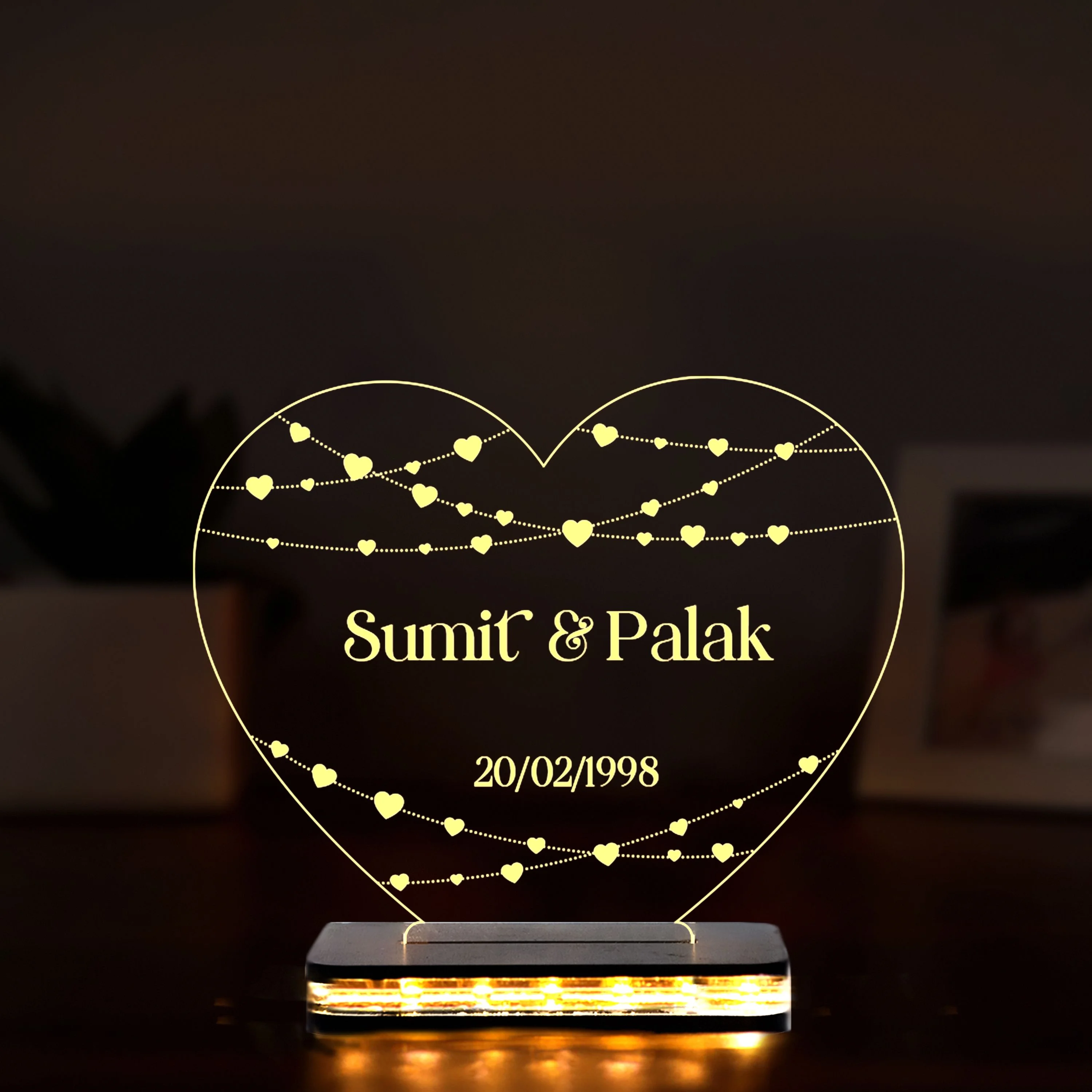 Giftkidukan Giftkidukan3D Heart Acrylic Night lamp personalised Gift for Loveable Person Table Lamp (8.5 cm, warm white)